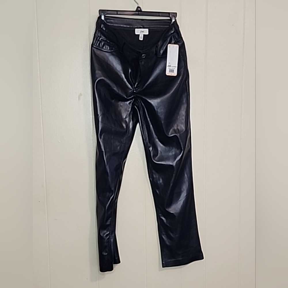 Joie Limited Edition women's faux leather straight leg pant in black, size 2, - Picture 4 of 16
